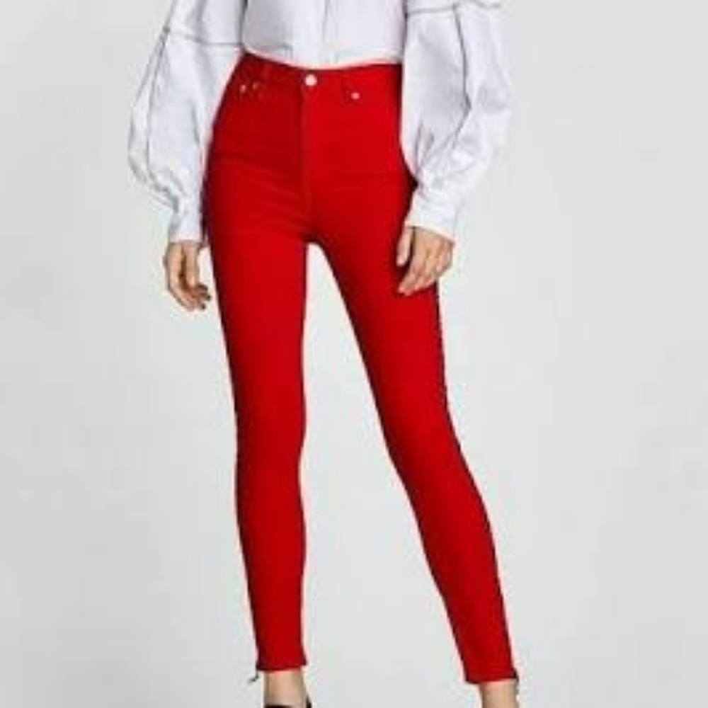ZARA Red and black stripe jeans NWT